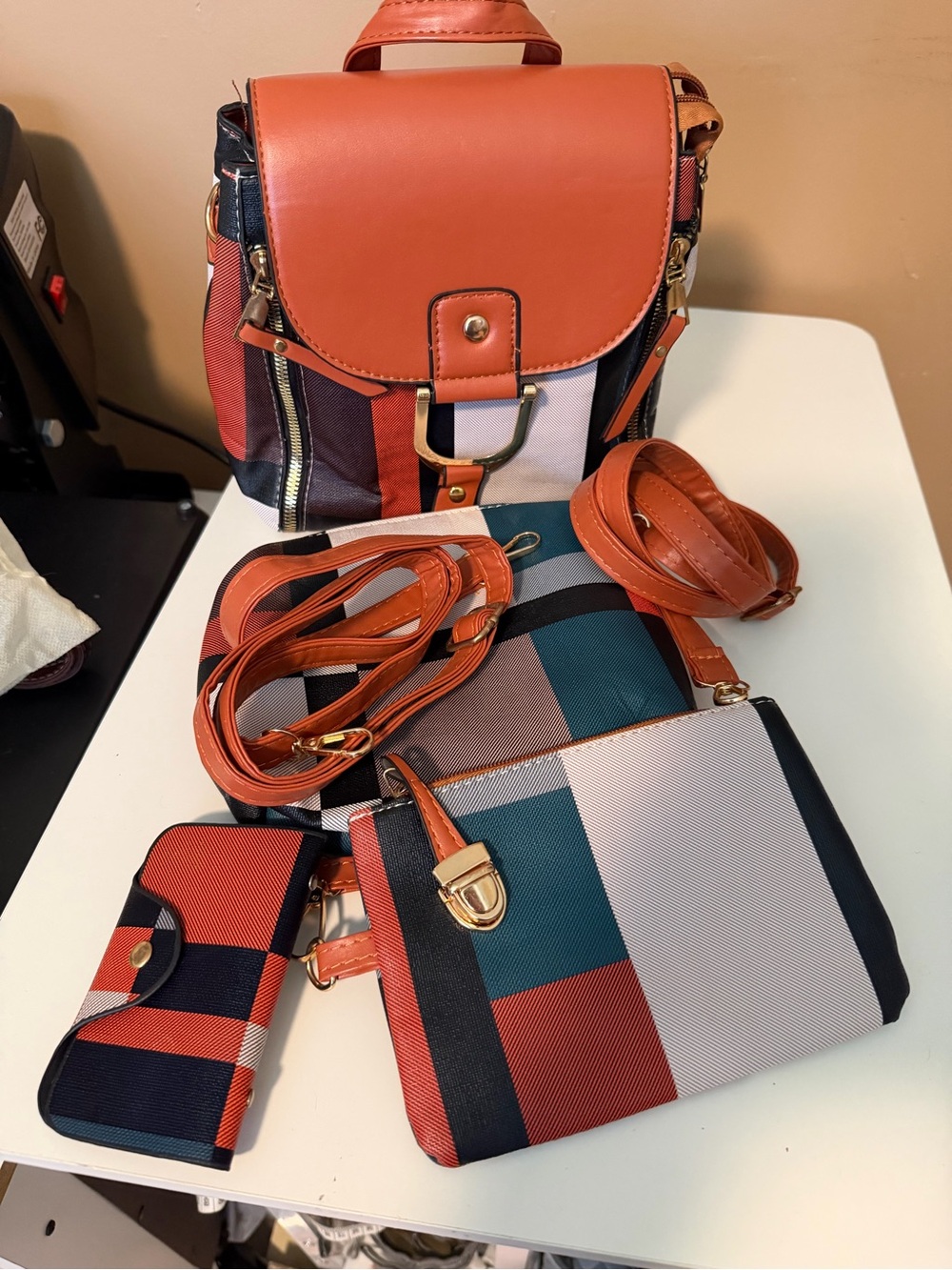 Colorblock Orange Multi Women’s Backpack and Accessory Set
